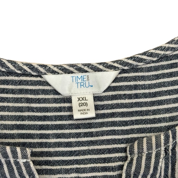 Time and Tru sleeveless shift dress w/ pockets striped lined cotton linen XXL - Picture 5 of 9